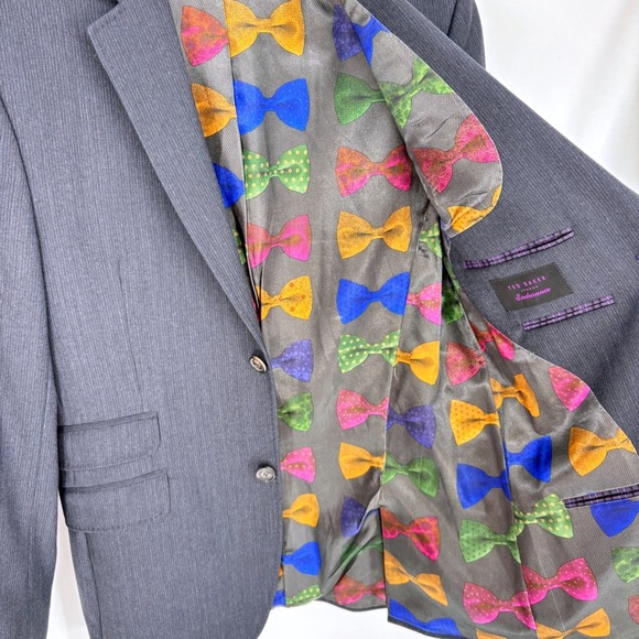 Ted Baker London Endurance Blue Gray Basketweave Wool Blazer Suit Jacket 38R - Picture 11 of 11